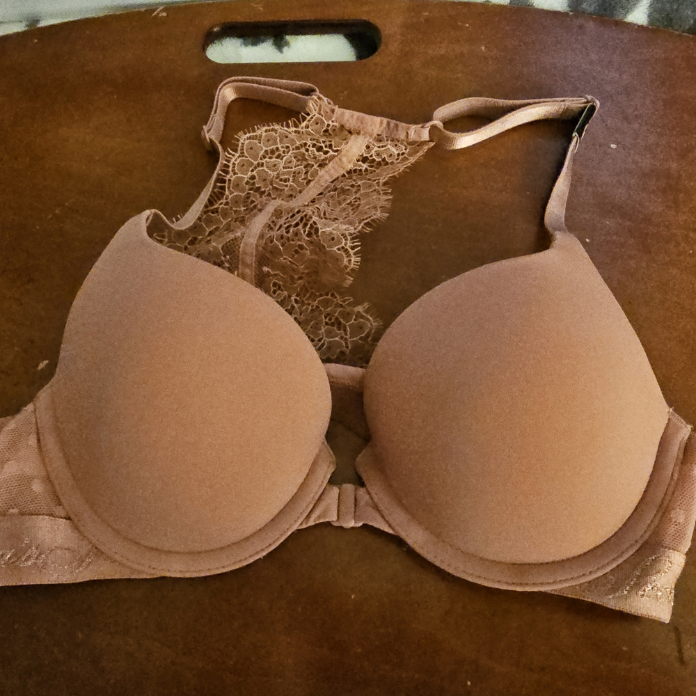 Lace Trimmed Tan Bra